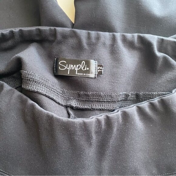 Sympli Pull on Pants Woman 12 Black Cropped Elastic Waist Stretch Jersey Knit - Picture 6 of 12